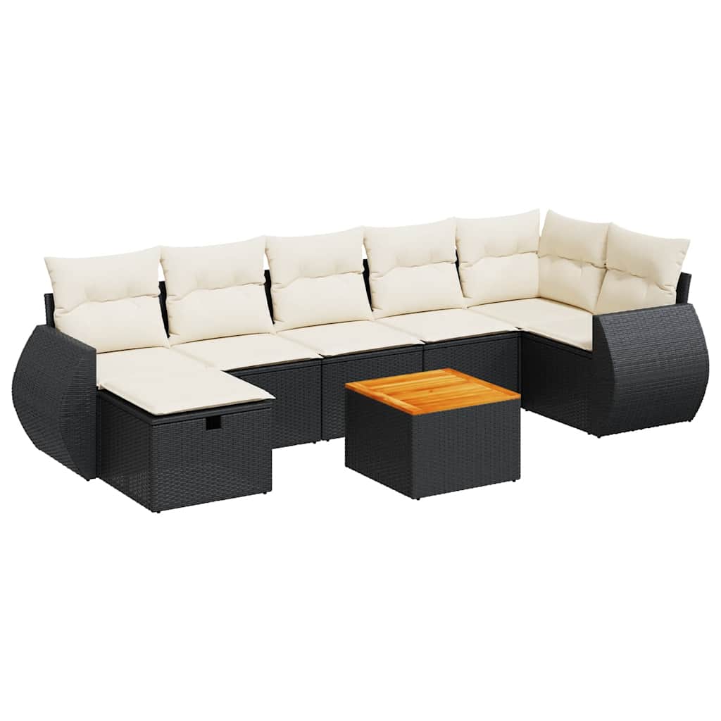 vidaXL Set Divani da Giardino con Cuscini 8 pz Nero in Polyrattan