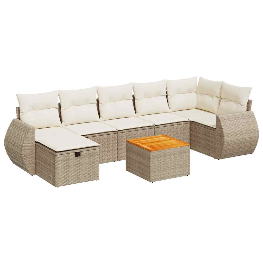 vidaXL Set Divano da Giardino 8 pz con Cuscini Beige in Polyrattan