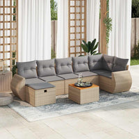 vidaXL Set Divano da Giardino 8 pz con Cuscini Beige in Polyrattan