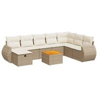 vidaXL Set Divano da Giardino 9 pz con Cuscini Beige in Polyrattan