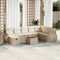 vidaXL Set Divano da Giardino 9 pz con Cuscini Beige in Polyrattan