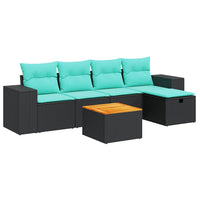 Set Divano da Giardino 6 pz con Cuscini Nero in Polyrattan 3325865
