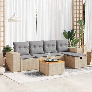 vidaXL Set Divano da Giardino 6 pz con Cuscini Beige in Polyrattan