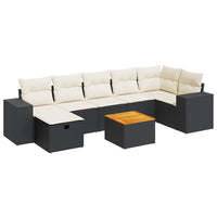 vidaXL Set Divani da Giardino con Cuscini 8 pz Nero in Polyrattan