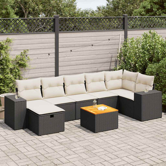 vidaXL Set Divani da Giardino con Cuscini 8 pz Nero in Polyrattan