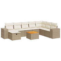vidaXL Set Divano da Giardino 9 pz con Cuscini Beige in Polyrattan