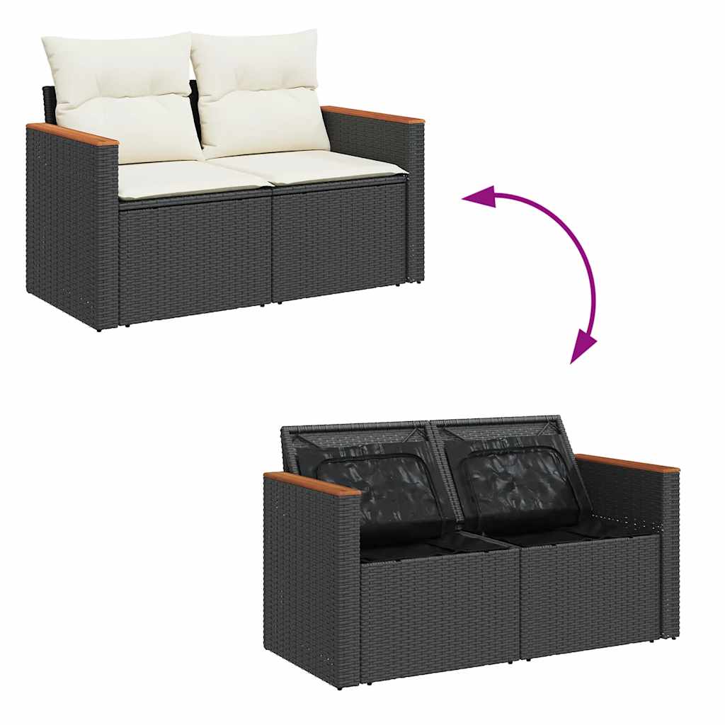 vidaXL Set Divani da Giardino 4 pz con Cuscini Nero in Polyrattan