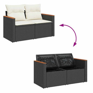 vidaXL Set Divani da Giardino 4 pz con Cuscini Nero in Polyrattan