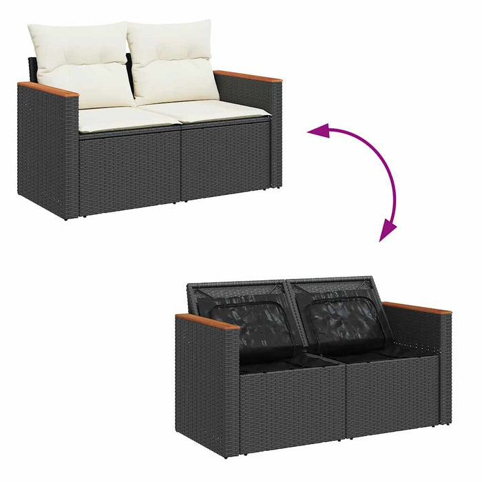 vidaXL Set Divani da Giardino 4 pz con Cuscini Nero in Polyrattan