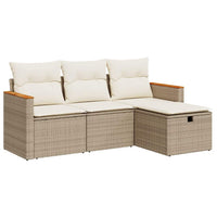 Set Divano da Giardino 4 pz con Cuscini Beige in Polyrattan 3325894