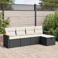 vidaXL Set Divani da Giardino 5 pz con Cuscini in Polyrattan Nero