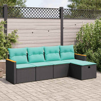 Set Divani da Giardino 5 pz con Cuscini in Polyrattan Nero 3325900