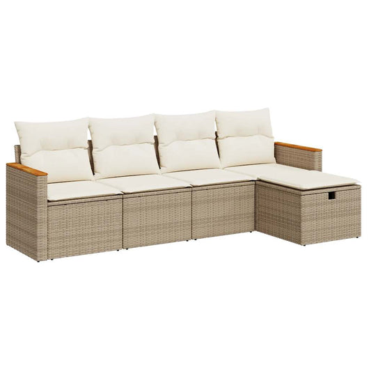 Set Divano da Giardino 5 pz con Cuscini Beige in Polyrattan 3325901