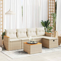 Set Divano da Giardino 6 pz con Cuscini Beige in Polyrattan 3325908