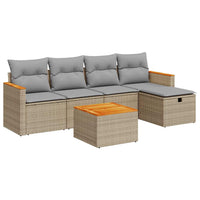 vidaXL Set Divano da Giardino 6 pz con Cuscini Beige in Polyrattan