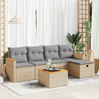 vidaXL Set Divano da Giardino 6 pz con Cuscini Beige in Polyrattan