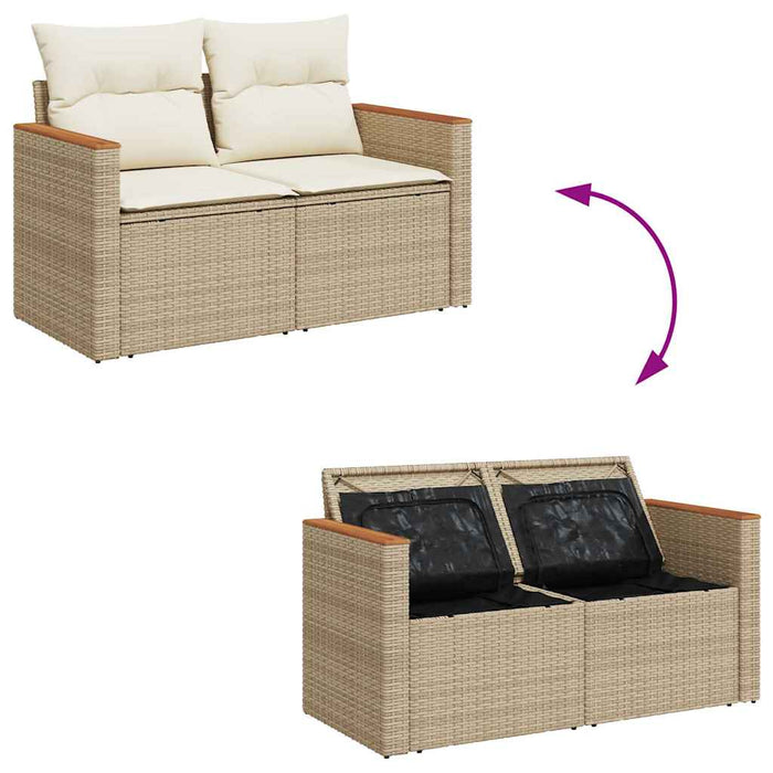 vidaXL Set Divano da Giardino 6 pz con Cuscini Beige in Polyrattan