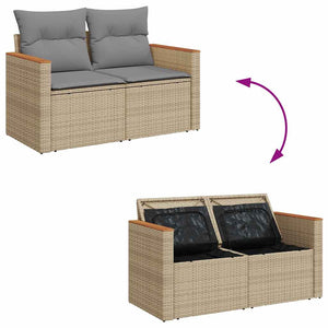 vidaXL Set Divano da Giardino 6 pz con Cuscini Beige in Polyrattan