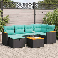Set Divani da Giardino con Cuscini 7pz Nero Polyrattan 3325921