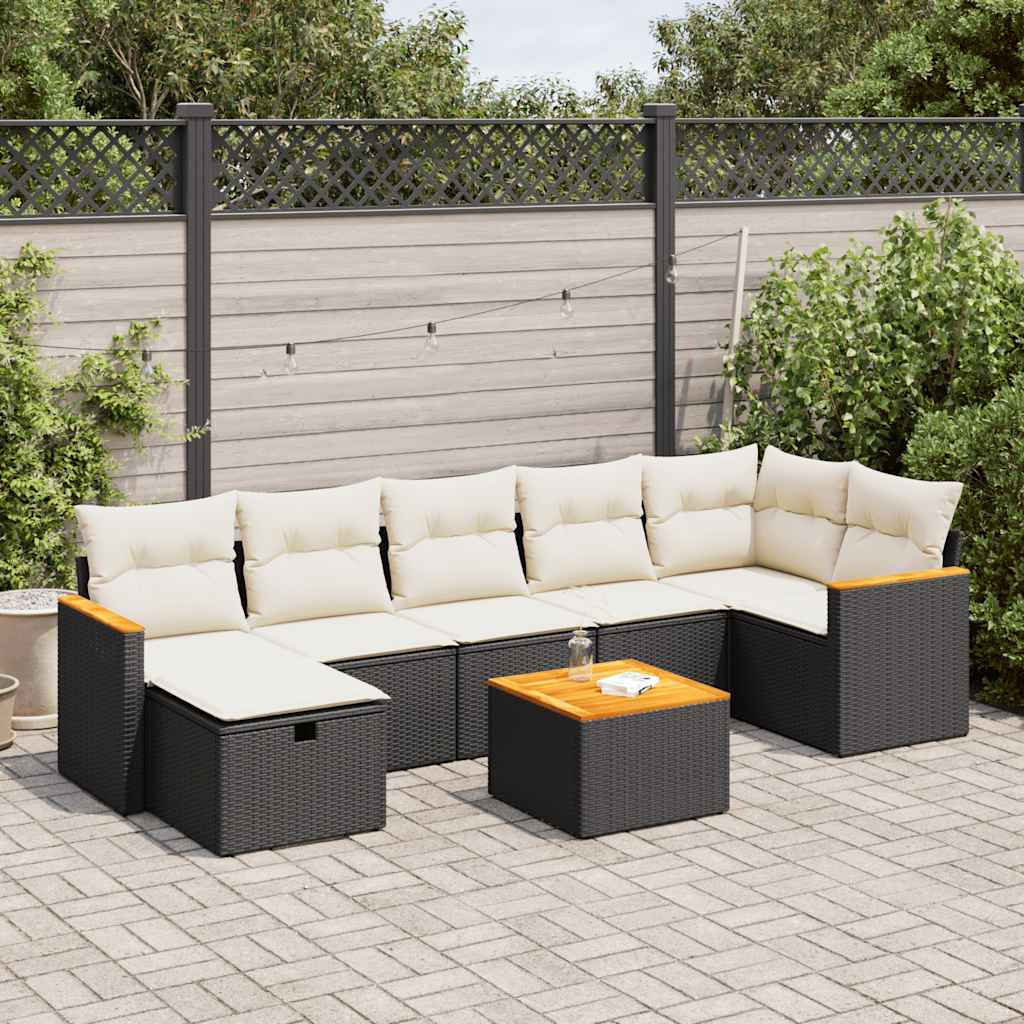 vidaXL Set Divani da Giardino con Cuscini 8 pz Nero in Polyrattan