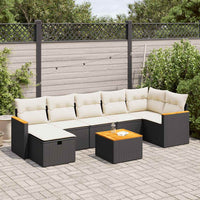 vidaXL Set Divani da Giardino con Cuscini 8 pz Nero in Polyrattan