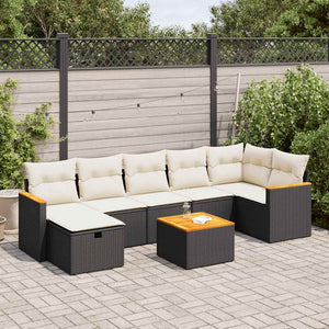 vidaXL Set Divani da Giardino con Cuscini 8 pz Nero in Polyrattan