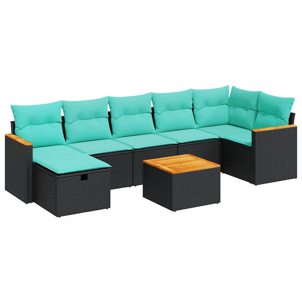 Set Divani da Giardino con Cuscini 8 pz Nero in Polyrattan 3325935
