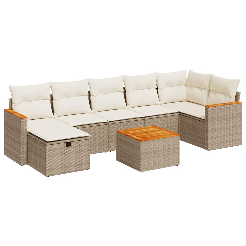 vidaXL Set Divano da Giardino 8 pz con Cuscini Beige in Polyrattan