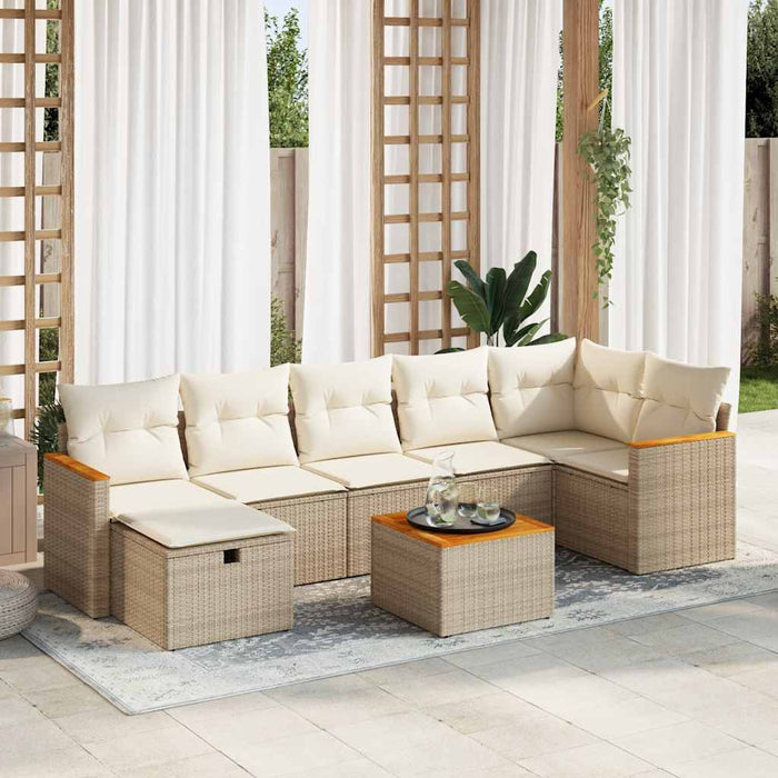 vidaXL Set Divano da Giardino 8 pz con Cuscini Beige in Polyrattan
