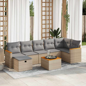 vidaXL Set Divano da Giardino 8 pz con Cuscini Beige in Polyrattan