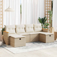 Set Divano da Giardino 6 pz con Cuscini Beige in Polyrattan 3325943