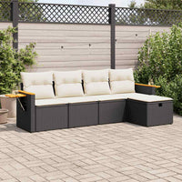 vidaXL Set Divani da Giardino 5 pz con Cuscini in Polyrattan Nero