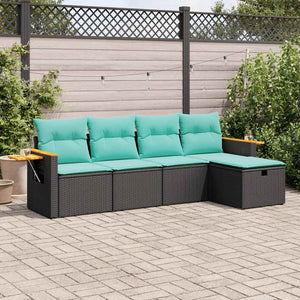 Set Divani da Giardino 5 pz con Cuscini in Polyrattan Nero 3325956