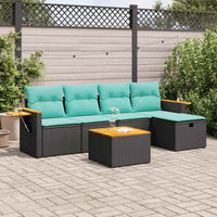 Set Divano da Giardino 6 pz con Cuscini Nero in Polyrattan 3325963