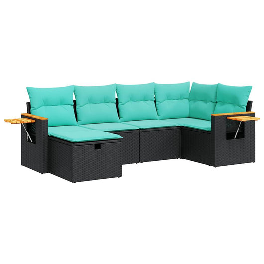 Set Divano da Giardino 6 pz con Cuscini Nero in Polyrattan 3325970