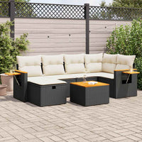 vidaXL Set Divani da Giardino con Cuscini 7pz Nero Polyrattan