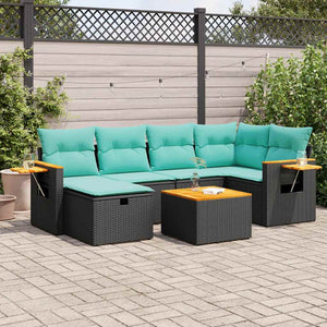 Set Divani da Giardino con Cuscini 7pz Nero Polyrattan 3325977