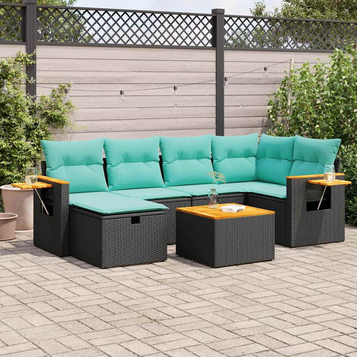 Set Divani da Giardino con Cuscini 7pz Nero Polyrattan 3325977