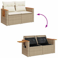 Set Divani da Giardino 7 pz con Cuscini Beige in Polyrattan 3325978