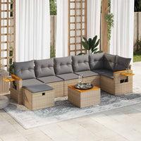 Set Divano da Giardino 8 pz con Cuscini Beige in Polyrattan