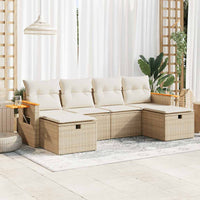 Set Divano da Giardino 6 pz con Cuscini Beige in Polyrattan