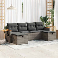 Set Divano da Giardino 6 pz con Cuscini Grigio in Polyrattan