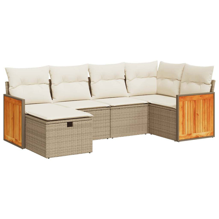 vidaXL Set Divano da Giardino 6 pz con Cuscini Beige in Polyrattan