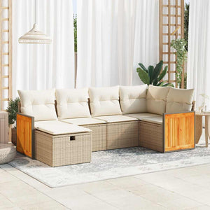 vidaXL Set Divano da Giardino 6 pz con Cuscini Beige in Polyrattan