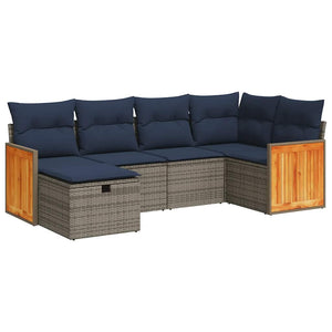 vidaXL Set Divano da Giardino 6 pz con Cuscini Grigio in Polyrattan