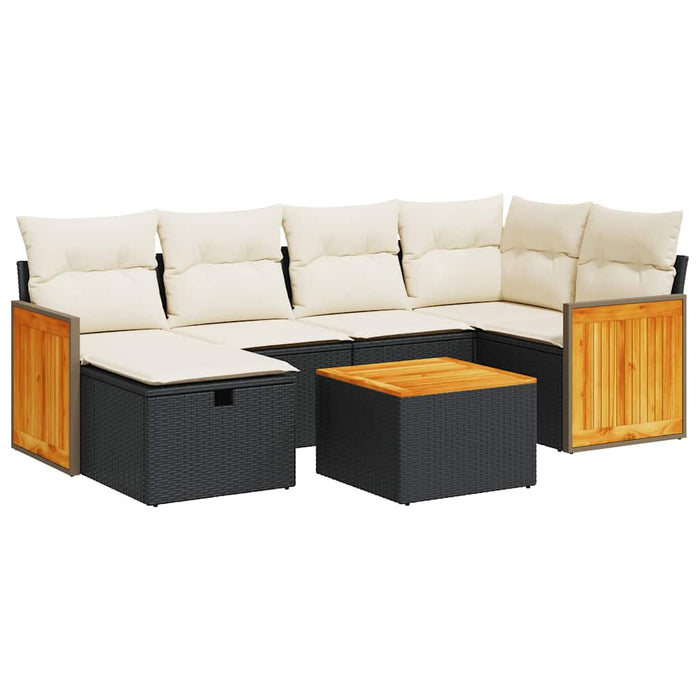 vidaXL Set Divani da Giardino con Cuscini 7pz Nero Polyrattan