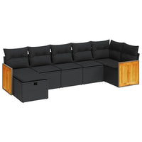 Set Divani da Giardino con Cuscini 7pz Nero Polyrattan 3326038