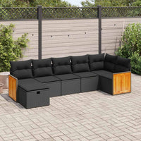Set Divani da Giardino con Cuscini 7pz Nero Polyrattan 3326038