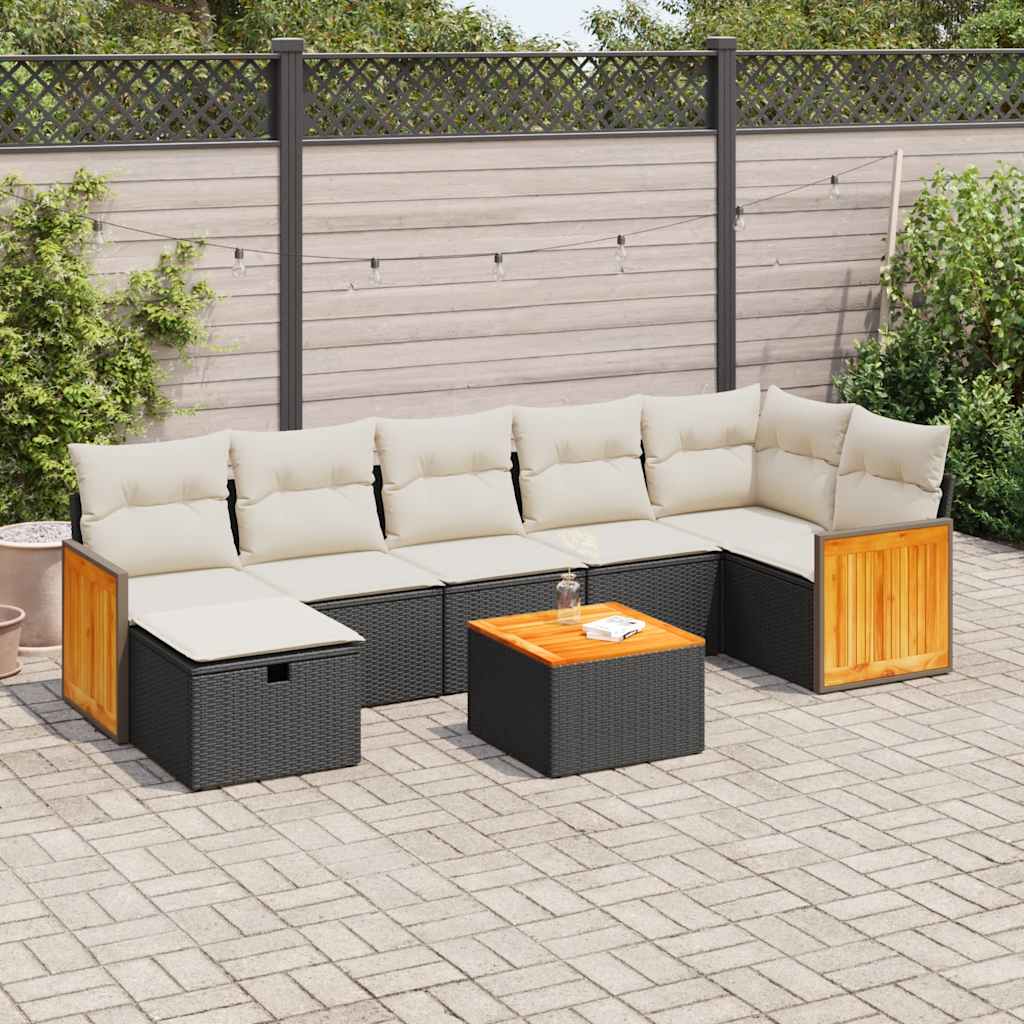 vidaXL Set Divani da Giardino con Cuscini 8 pz Nero in Polyrattan