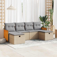 Set Divano da Giardino 6 pz con Cuscini Beige in Polyrattan